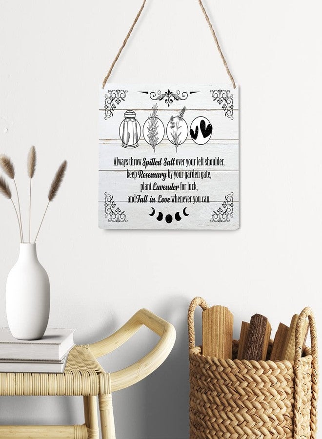 GUDIAO Funny Kitchen Signs Wall Decor Wood Plaque Always Throw Spilled Salt Over Your Left Shoulder Wooden Hanging Sign Decoration for Home Kitchen Door 8 x 10 - Image 4